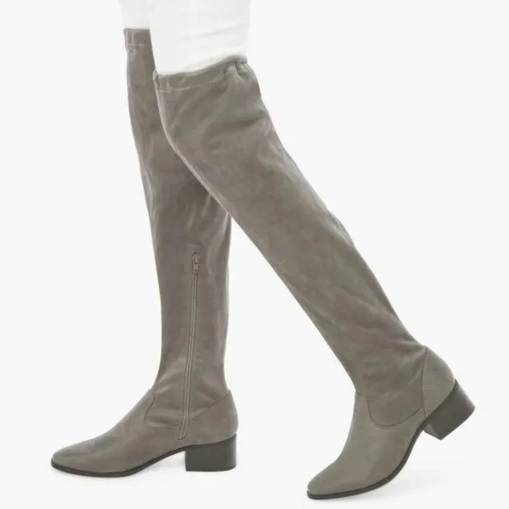 NIB JUSTFAB HANNAH OVER-THE-KNEE FLAT BOOTS (7.5 / GREY)